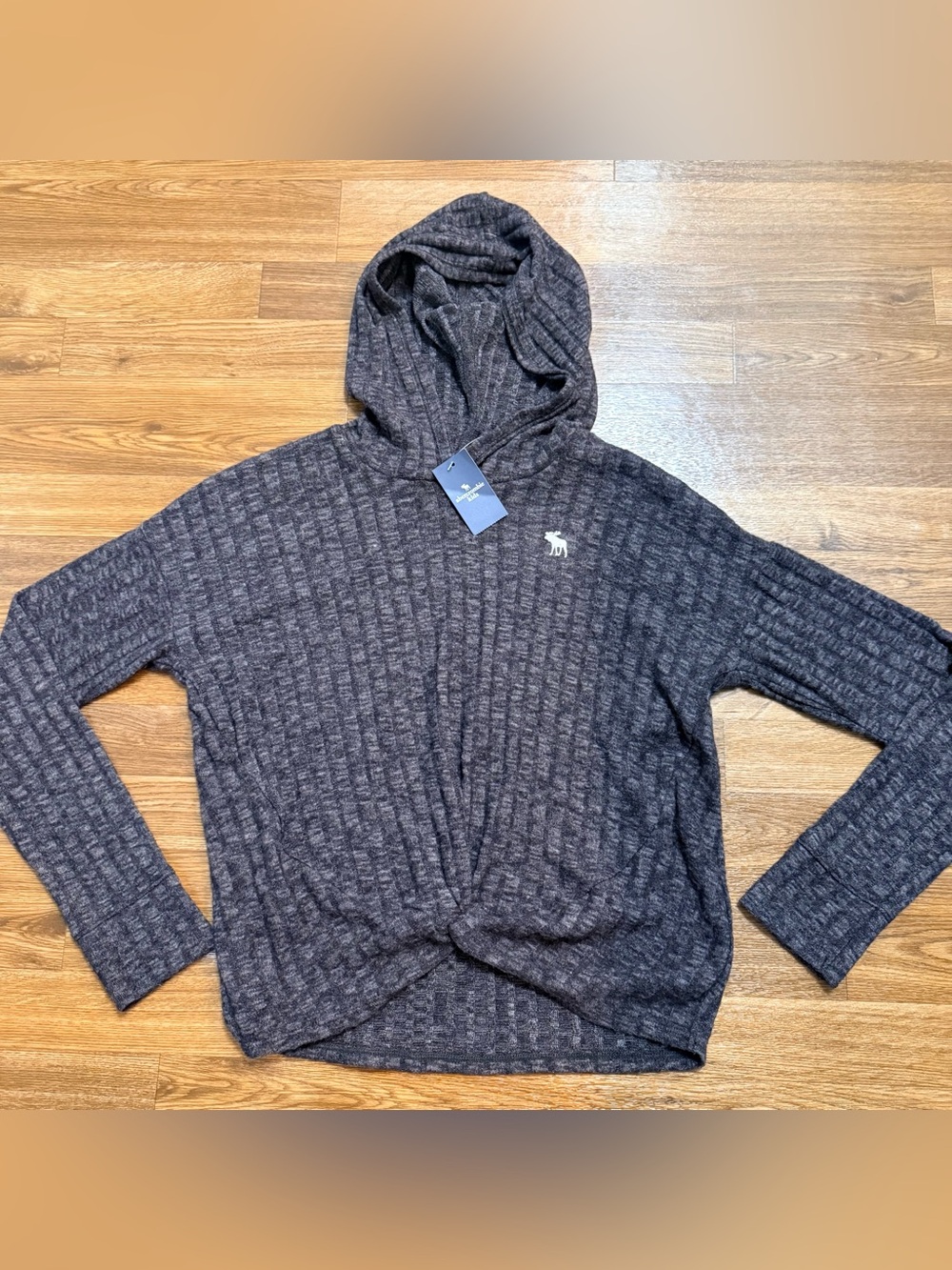 NWT Kids Abercrombie and Fitch super soft pullover lightweight gray hoodie large